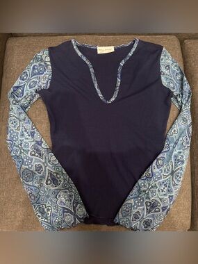Miss Selfridge Navy Tank Top with Blue Paisley Trim